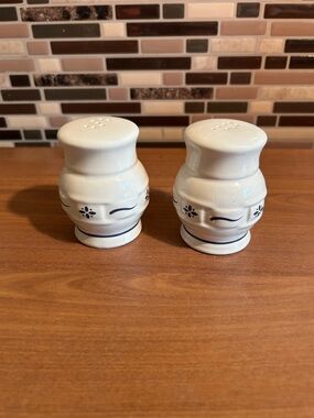 Longaberger Salt and Pepper Shakers Woven Traditions Blue Pattern